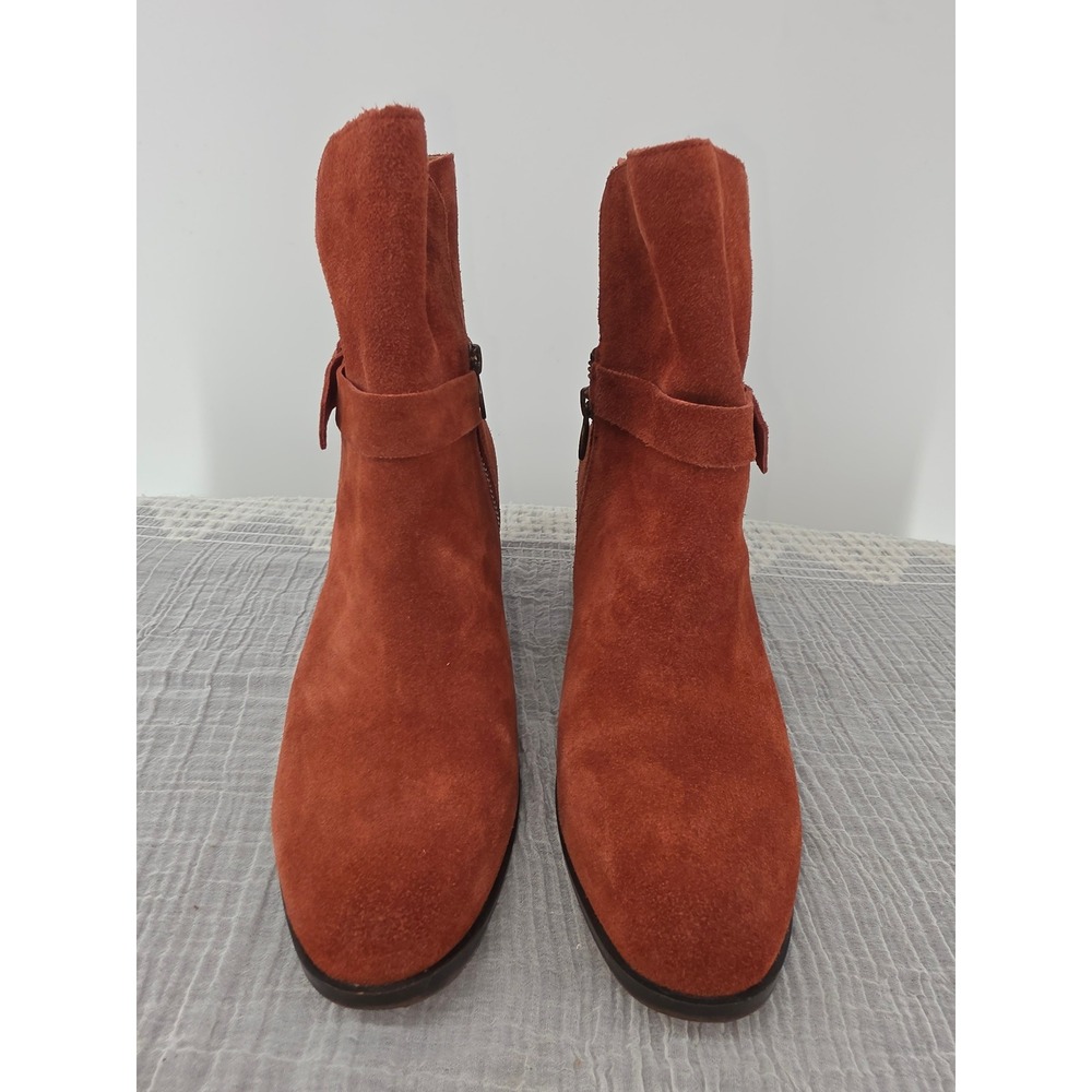 Latigo Women Rust Suede Ankle Boots Bow Detail Block Heel Terracotta 7.5M